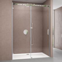 Nischentür Nischenschiebetür Duschabtrennung Teramo4-2 125x195cm ESG-Sicherheitsglas Duschtür aus Klarglas teilgerahmt 4-Punkt-Befestigung inkl.