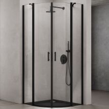 Doporro Viertelkreis-Duschkabine Duschabtrennung 100x100x195 schwarz 6mm ESG-Sicherheitsglas Easy-Clean-Beschichtung Ravenna52