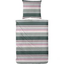 Vario - Bettwäsche Perkal Streifen grün, 135 x 200 cm Bettwäsche-Set