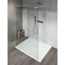 VARIO WHITE Panneau en verre de douche à une pièce, verre libre, 800 mm