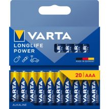 Varta - Longlife Power - Pilas alcalinas aaa (20 Unidades, 1,5 v, Ideal para cámara Digital, Controlador, Monitor de presión Arterial Embalaje sin