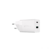 Speed Charger 38 w mit GaN-Technologie (Wall Charger, Netzteil mit 2 USB-Anschlüssen (1x usb Type c pd, 1x usb a qc), Laden Von 2 Geräten, weiß