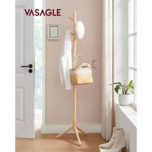 Vasagle Appendiabiti su piedi, in legno, a forma di albero, 8 ganci, 3 altezze regolabili, per abbigliamento, cappelli, borse, ingresso, soggiorno,