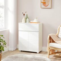 Vasagle Armadietto da Bagno, Mobile da Bagno con Cassetto e Doppia Anta, Ripiano Regolabile, Mobiletto Multiuso per Corridoio Ingresso, 60 x 30 x 80