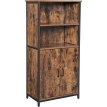 Vasagle - Armario de Almacenamiento, Estantería, Librería, 2 Compartimentos Abiertos y 1 Cerrado con Puerta Doble, Estructura de Acero, para Sala de