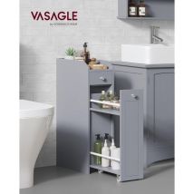 Vasagle - Armario de Baño, Armario Estrecho, Armario de Pie, Portarrollos de Papel Higiénico, con Cajones, para Espacios Pequeños, Gris Paloma