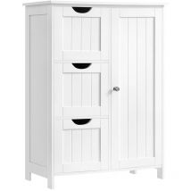 Vasagle - Kleines Aufbewahrungsmöbel 1 Tür und 3 Schubladen Weiß - B60 cm