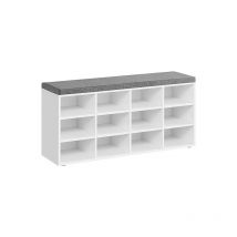 Songmics - vasagle Banc à Chaussures, Étagères Réglables, pour Couloir Salon, Blanc,12 Compartiments
