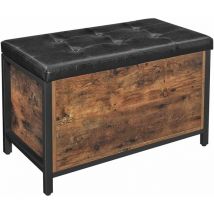 Vasagle - Banco con Cofre de Almacenamiento, Asiento Acolchado, Taburete de Cama, Dormitorio, Sala de Estar, Metal, Fácil Montaje, Diseño Industrial,