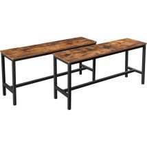 Vasagle Bancs de Salle à Manger, Lot de 2, Siège pour Cuisine, Style Industriel, 108 x 32,5 x 50 cm, Cadre Métallique Durable, pour Cuisine, Salle à