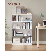 Bibliothèque, Étagère à 4 Niveaux, Meuble de Rangement, avec Étagères Réglables en Hauteur, pour Salon, Chambre, Bureau, 80 x 24 x 121,5 cm, Blanc