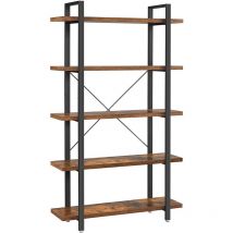 Bücherregal mit 5 Regalebenen aus Metall und in Holzoptik - L105 x 177,5 cm
