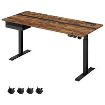 Vasagle - Bureau Électrique Réglable en Hauteur, Bureau Assis-Debout, Multiprise, Tiroir, 70 x 160 cm, Réglable en Continu, Fonction Mémoire de 4