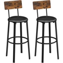 Vasagle - Chaises de Bar, Lot de 2, Tabourets Hauts, Sièges Rembourrés, 39 x 39 x 100 cm, Repose-pieds, Montage Facile, Style Industriel, Salle à