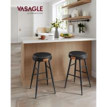 Songmics - vasagle Colección Echo Juego de 2 Taburetes de Bar, Taburetes de Cocina, Taburetes de Desayuno, Cuero Sintético con Costuras, 63 cm de