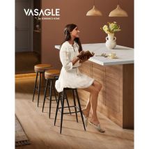 Vasagle - ekho Colección - Juego de 2 Taburetes de Bar, Sillas Giratorias de Barra, Cuero Sintético con Costuras, Moderno Siglo Medio, Altura 76 cm,