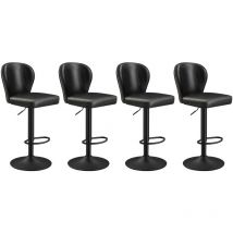 Vasagle - ekho Collection - Tabourets de Bar Pivotant à 360°, Lot de 4, Hauteur Réglable, avec Dossier, pu avec Coutures, Style Moderne Mi-siècle,