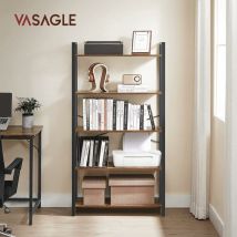 Vasagle - Librería de 5 Niveles, Estantería de Pie, Estantería de Almacenamiento, Marco de Acero, para Salón, Estudio, Oficina, Cocina, Estilo