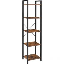 Vasagle - Librería de 5 Niveles, Estantería de Almacenamiento, Marco de Acero, para CDs y DVDs, para Salón, Estudio, Oficina, Cocina, Estilo