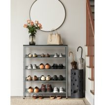 Songmics - vasagle Étagère Chaussure 5 Niveaux, Porte-chaussures, avec Étagères Grillagées Réglables et Large Dessus, Gain de Place, pour Entrée,