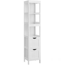 Vasagle - Kleine Aufbewahrungssäule 2 Schubladen und 2 Regale Weiß - H141,5 cm