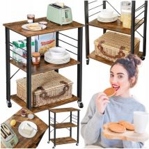 Mobiler Küchenschrank, Regal auf Rollen, Trolley, 3 Regale, Organizer + Haken