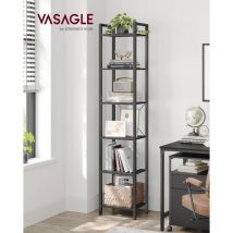 Librería de 6 Niveles, Biblioteca, Estantería para Oficina, Estudio, Sala de Estar, Dormitorio, 30 x 40 x 187,5 cm, Industrial, Negro Ébano y Negro