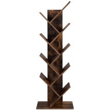 Songmics - vasagle Libreria ad Albero, Scaffale a 8 Piani Autoportante con Ripiani di Legno per Soggiorno e Ufficio, Marrone Vintage da