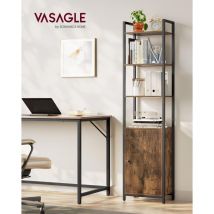Vasagle - Librería de 6 Niveles, Estantería Vertical con Puerta, Marco de Metal, Estantes Ajustables, 24 x 40 x 159,5 cm, para Salón, Dormitorio,