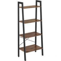 Songmics - vasagle Scaffale a 4 livelli, libreria, per soggiorno, camera da letto, cucina, ufficio, stile industriale, struttura in acciaio, marrone