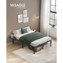 Vasagle - Marco de Cama Doble, Estructura de Cama de Metal, con Estantes de Almacenamiento, Cama de Invitados, Adecuado para Colchón de 190 x 140 cm,
