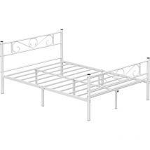 Songmics - vasagle Marco de cama doble, Estructura de metal, para colchón de 140 x 190 cm, para adultos y niños, sin resorte de arco, Montaje simple,