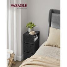 Vasagle - Mesita de Noche Estrecha, Mesa Auxiliar con 2 Cajones y Compartimento Abierto, Encajable a la Izquierda o a la Derecha, Dormitorio, Salón,