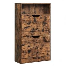 Songmics - vasagle Meuble à chaussures 2 abattants, Étagère à chaussures à 3 niveaux, avec 1 compartiment ouvert, placage mélaminé facile à nettoyer,