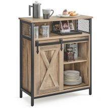 Meuble de Rangement, Buffet, 70 x 30 x 80 cm, Étagère Réglable, Compartiment Ouvert, Style Campagnard, Marron Boisé et Noir