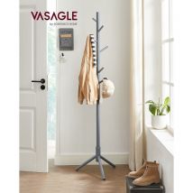 Vasagle Perchero de Pie, Perchero de Madera Maciza, Perchero en Forma de Árbol, 8 Ganchos, 3 Alturas Ajustables, para Ropa, Sombrero y Bolso, para
