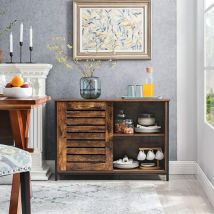 Songmics - vasagle Buffet de Cuisine à Portes coulissantes, avec Cadre en Acier, 100 x 35 x 70 cm, Style Industriel, Marron Rustique et Noir
