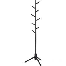 Songmics - vasagle Portemanteau en Bois Massif, Porte-vêtement, avec 8 Crochets pour vêtements, Sacs, Veste, pour entrée, Couloir, Noir par RCR004B01