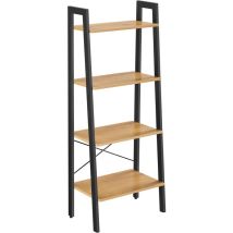 Vasagle - Scaffale a 4 livelli, libreria, per soggiorno, camera da letto, cucina, ufficio, stile industriale, struttura in acciaio, marrone miele e