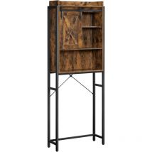 Scaffale sopra Toilette, Scaffale da Bagno, per Lavatrice, con Scomparti, Struttura in Acciaio, Montaggio Facile, Industriale, 64 x 24 x 171 cm,