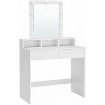 Songmics - calicosy - Schminktisch mit Glühbirnenspiegel und 2 Schubladen - L80 cm - Weiß