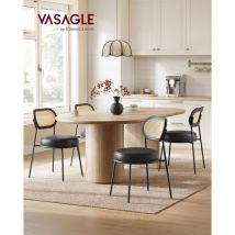 Vasagle - Sillas de Comedor, Juego de 2 Sillas de Cocina con Respaldo de Ratán Bobo pe, Taburetes Tapizadas de Cuero Sintético para Cocina Sala de