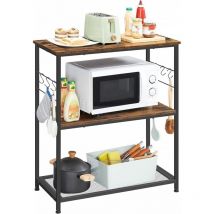 Vasagle - Supports imprimantes, 80 x 40 x 90 cm, Étagère de rangement, Îlot, Support four micro-ondes, avec 3 étagères ouvertes, 6 crochets, style