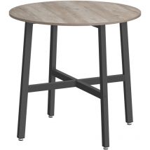 Vasagle - Table à Manger, Table de Cuisine Ronde, pour Salon, Bureau, 80 x 75 cm (Diamètre x h), Style Industriel, Grège Chiné et Noir d'Encre