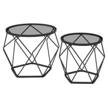 VASAGLE Table Basse Ronde, Lot de 2, Table d’Appoint, Bout de Canapé, Style Moderne, Plateau Amovible, Cadre en Acier, pour Salon, Gris Ardoise et