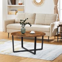 Songmics - vasagle Table Basse Ronde, Table de Salon, Style Industriel, Cadre Métallique Durable, Facile à Assembler, pour Salon, Chambre à Coucher,