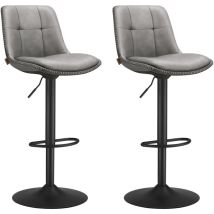 Vasagle - Tabourets de Bar, Lot de 2, Chaise de Cuisine, Siège Pivotant à Hauteur Réglable, Matelassé, en pu, avec Dossier et Repose-Pieds, Salle à