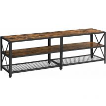 Vasagle tv Stand, tv Table for tv up to 70 Inches, with Shelves, Steel Frame, Living Room, Bedroom Furniture, Rustic Brown and Black LTV095B01