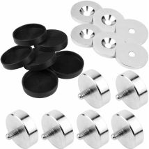 Topfmagnet mit Gewindezapfen zum Einschrauben, Magnet mit Metallscheiben und Gummi-Kappen, ø 25mm Neodym 18-teilig - Vasalat