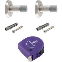 vasalat Türstopper Wand mit Dämpfer - Tür Stopper Wand mit Gummipuffer ø 20mm, Höhe 60mm, Türpuffer zum Schutz von Wand & Tür, Edelstahl matt - 2